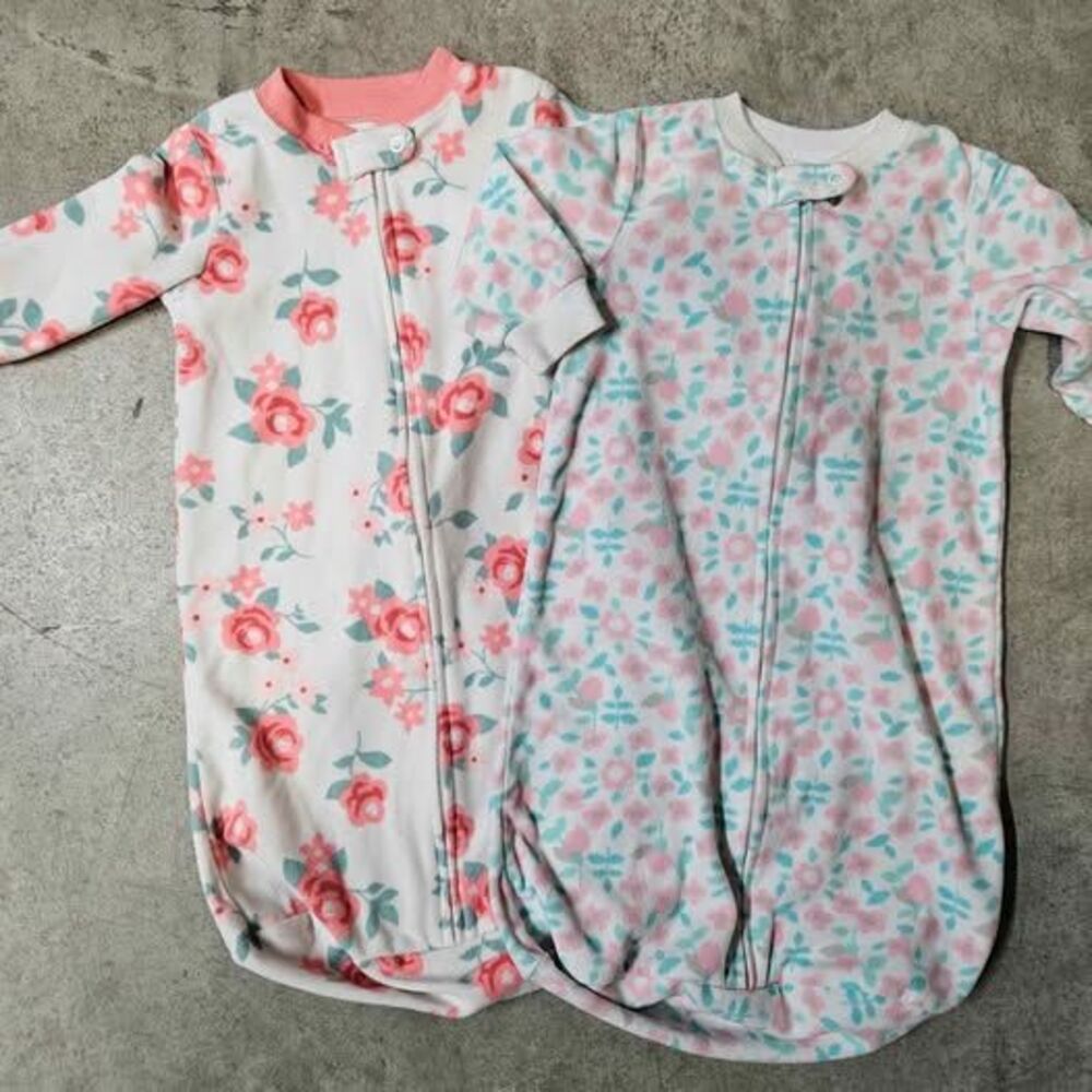 Baby Girl Pink Floral Fleece Sleep Gown Sack Size 0-9 Months